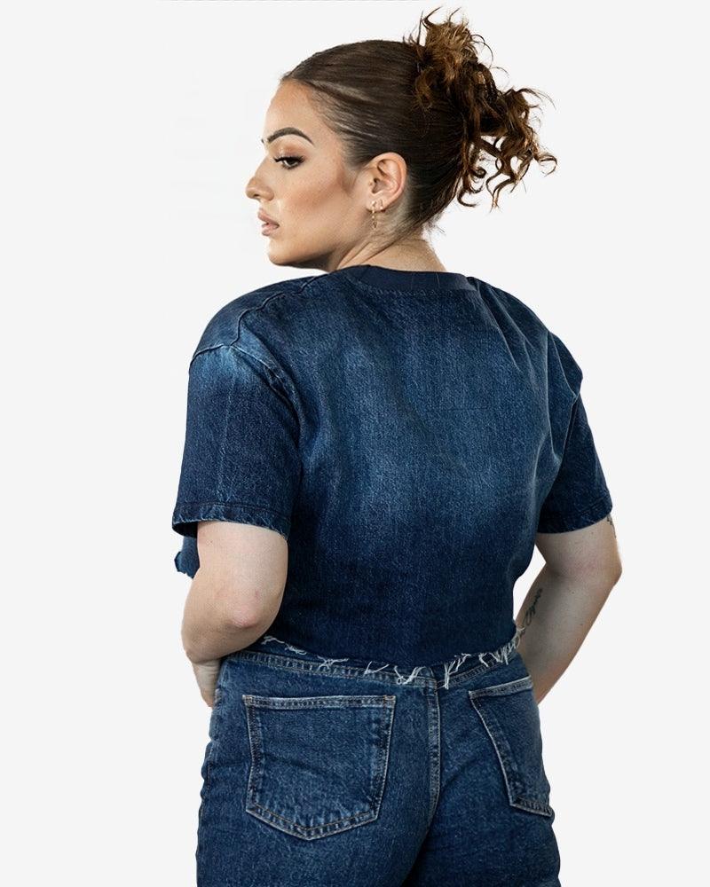 Cropped Denim T-Shirt