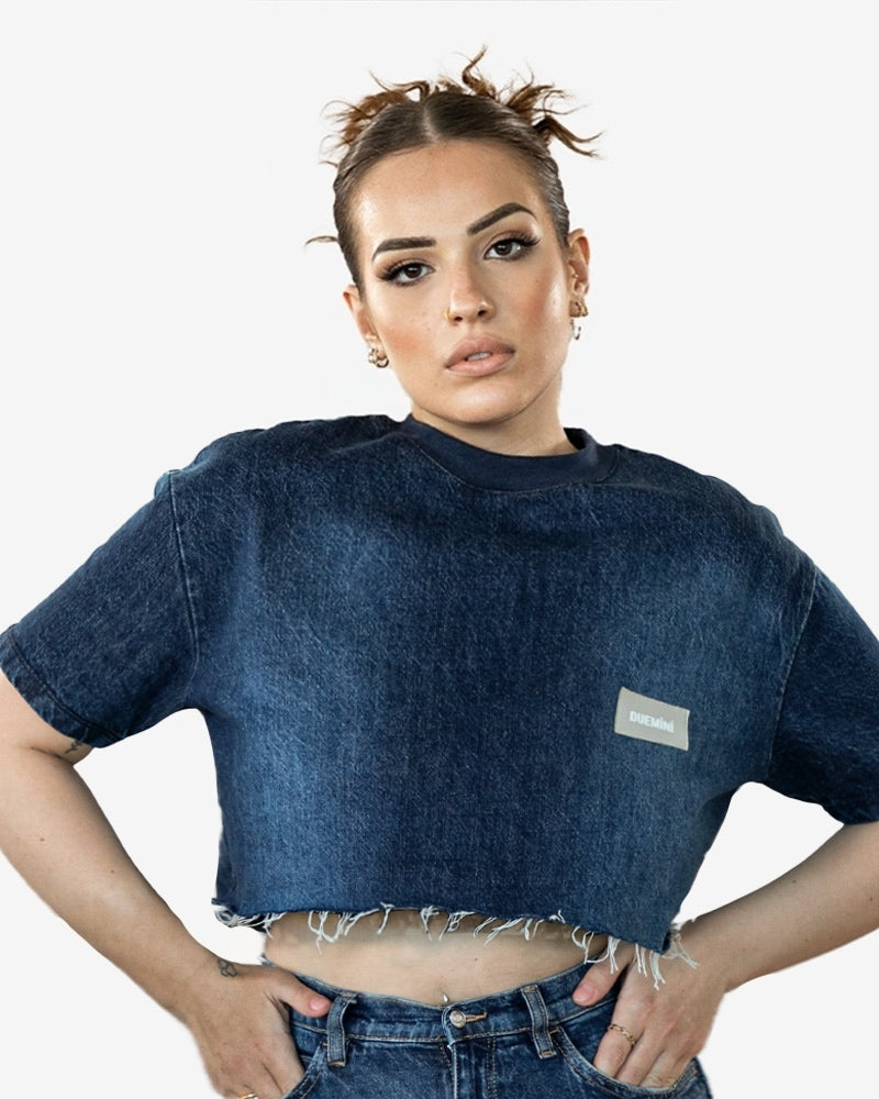 Cropped Denim T-Shirt