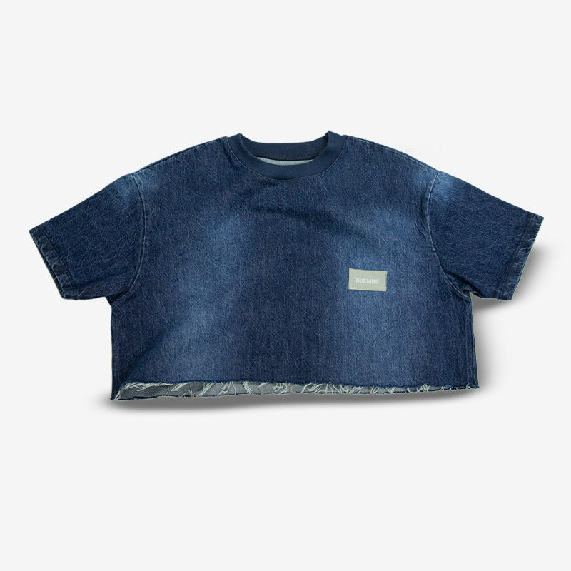 Cropped Denim T-Shirt